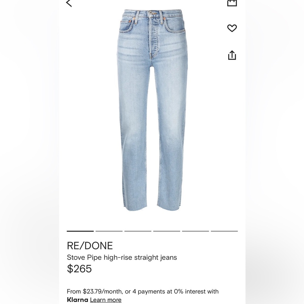 Re/Done 70s stove pipe light wash denim jeans size 23